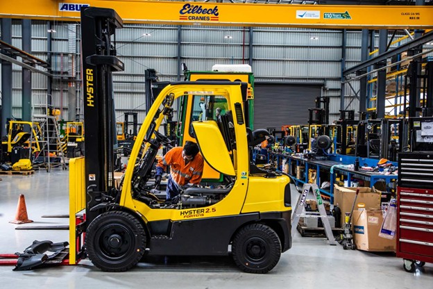 Cleaning a Forklift Engine Compartment