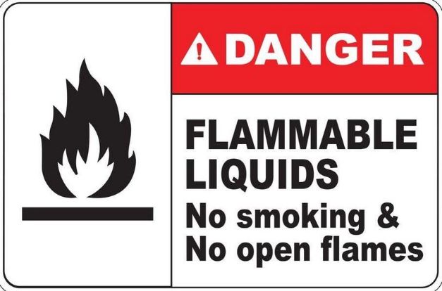 Danger flammable warehouse safety sign