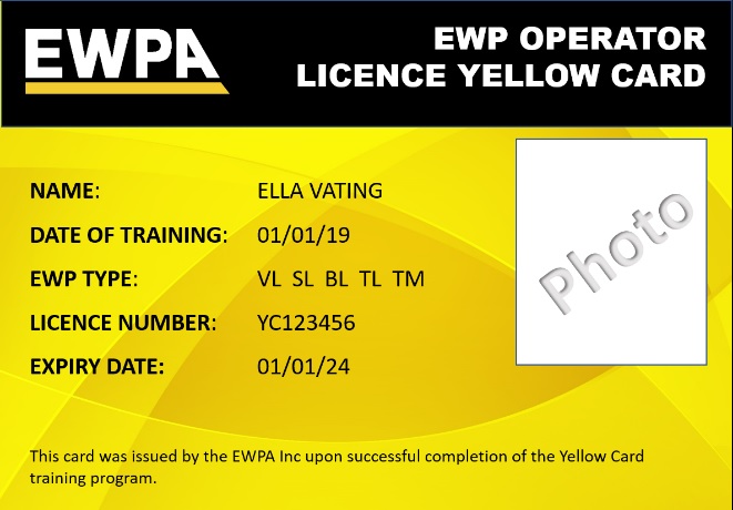 EWPA Operator Licence Yellow Card