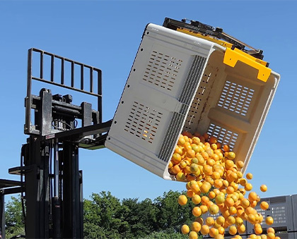 Forklift bin tipper attachment