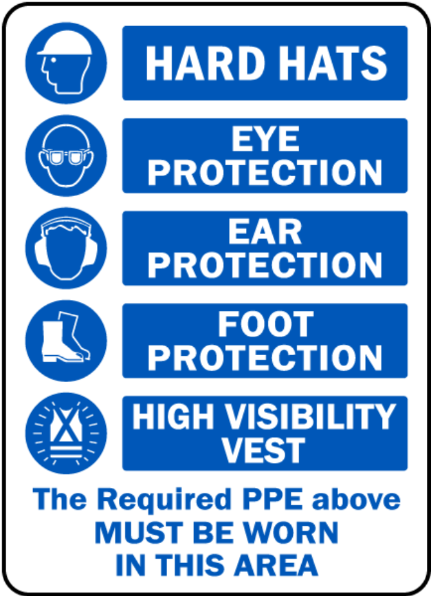 Personal protective equipment warehouse safety sign