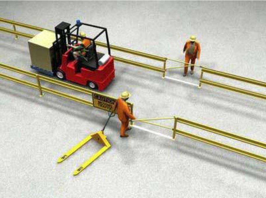 Physical barrier between forklifts and pedestrians Physical barrier between forklifts and pedestrians