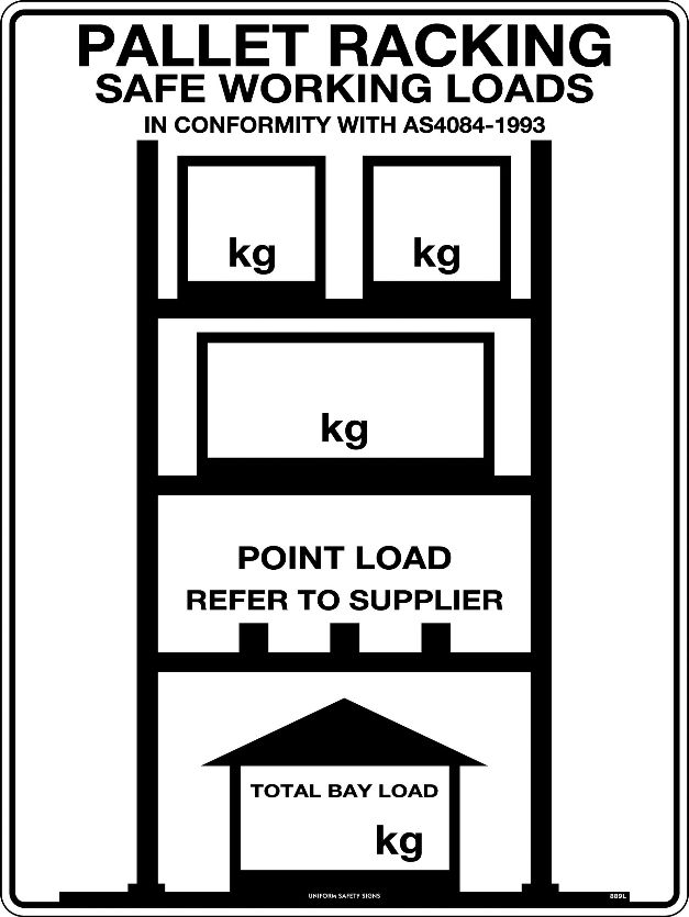 Racking safe load capacity warehouse safety sign