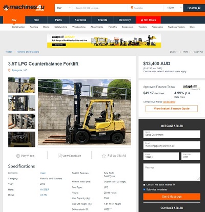 Sell used forklift machines4u online