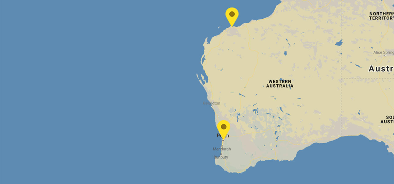 Map of WA showing Adaptalift branch locations