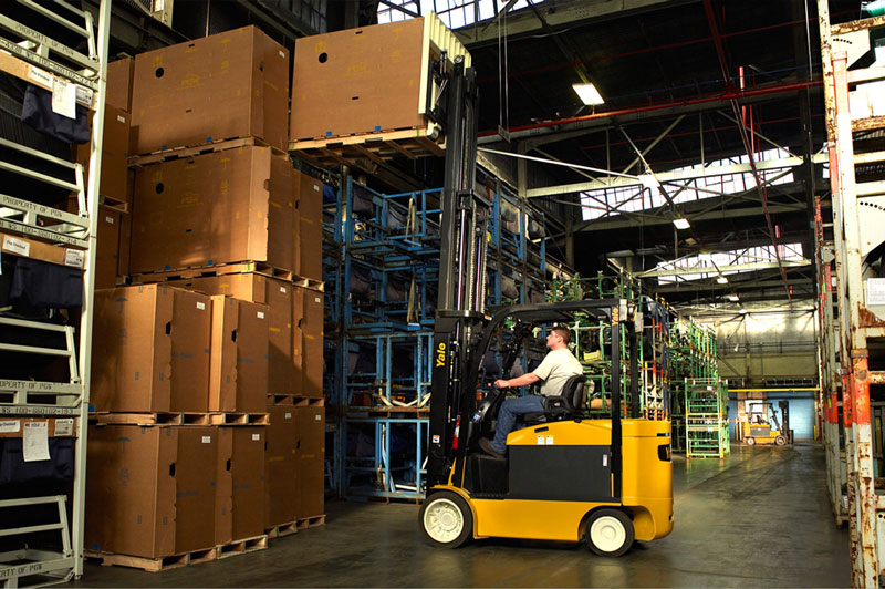 Electric forklifts action shot