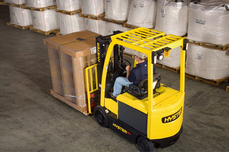 Electric forklifts action shot