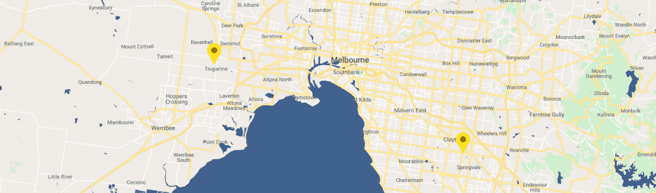 Map of Melbourne showing Adaptalift branch locations
